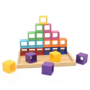 Παιχνίδια Σιλικόνης NinoMio Montessori - Κυβάκια σιλικόνης με βάση απο μπαμπού